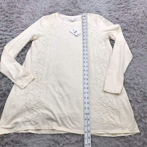 J. Jill XS Ivory Embroidered & Beaded Knit Tunic New - Picture 8 of 9